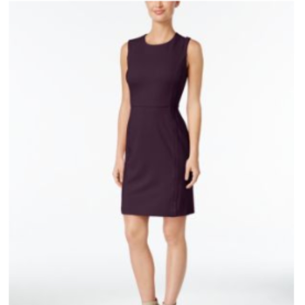 Calvin Klein Sleeveless Suede Panels Sheath Dress